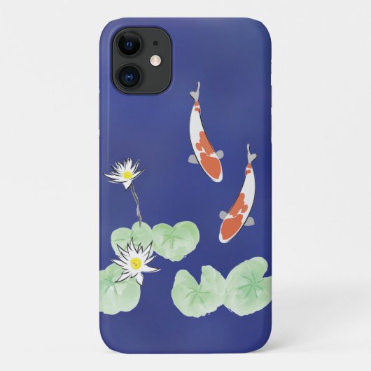 Koi Pond - iPhone Case mit blauem Hintergrund (Rückseite)