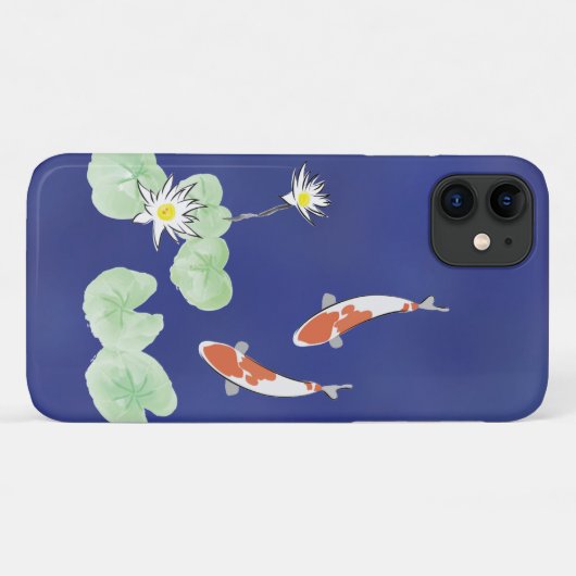 Koi Pond - iPhone Case mit blauem Hintergrund (Rückseite (Horizontal))