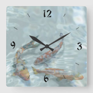 Koi Pond Quadratische Wanduhr