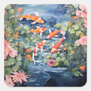 Koi Pond Quadratischer Aufkleber