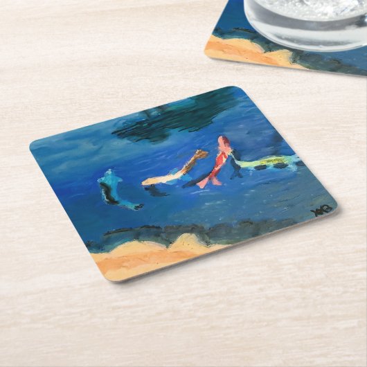 Koi Pond Rechteckiger Pappuntersetzer (angewinkelt)