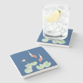 Koi Pond Steinuntersetzer (Seitenansicht)