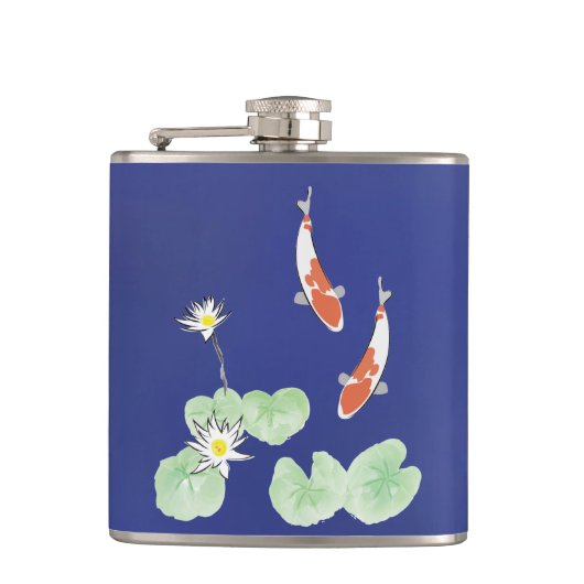 Koi Pond Vinyl Wrapped Flask Flachmann (Vorderseite)