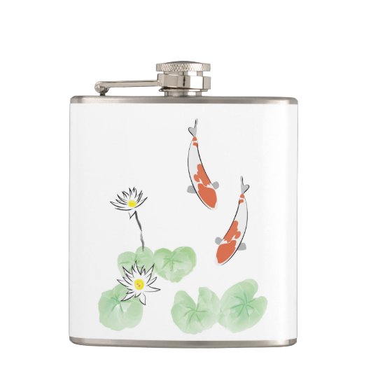Koi Pond Vinyl Wrapped Flask Flachmann (Vorderseite)