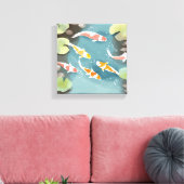 Koi Pond Watercolor | Schöne Fischmalerei Leinwanddruck (Insitu (Wohnzimmer))