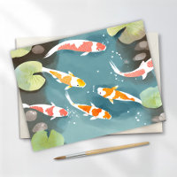 Koi Pond Watercolor | Schöne Fischmalerei