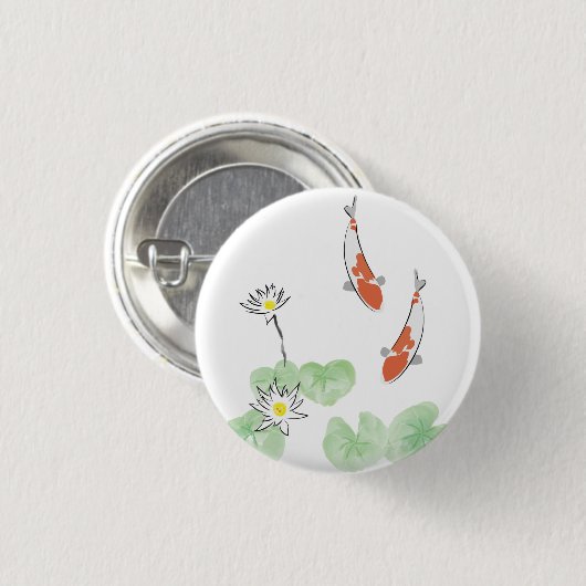 Koi Pond - Weißer Background Round Button (Vorne & Hinten)