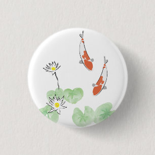 Koi Pond - Weißer Background Round Button