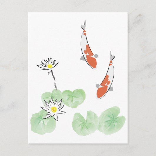 Koi Pond - weißer Hintergrund Postkarte (Vorderseite)