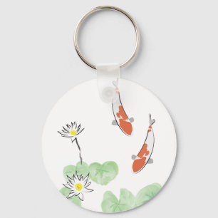 Koi Pond - White Background Keychain Schlüsselanhänger