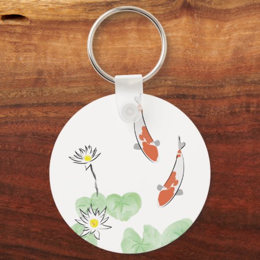 Koi Pond - White Background Keychain Schlüsselanhänger (Vorderseite)