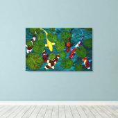 KOI POND Wrapped Canvas Print Leinwanddruck (Insitu (Holzboden))