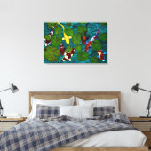 KOI POND Wrapped Canvas Print Leinwanddruck (Insitu (Schlafzimmer))