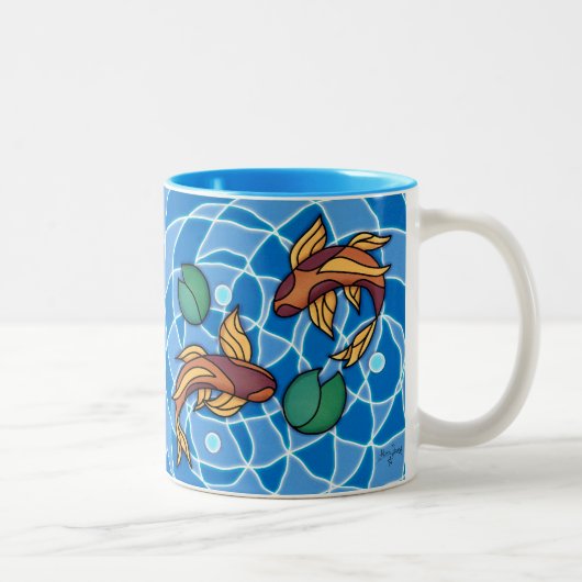 Koi Pond Zweifarbige Tasse (Rechts)