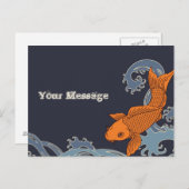 Koi Postcard (Marine) Postkarte (Vorne/Hinten)