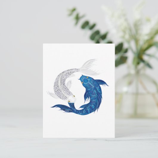 Koi Regal Blue Ghost silver Postkarte (Stehend Vorderseite)