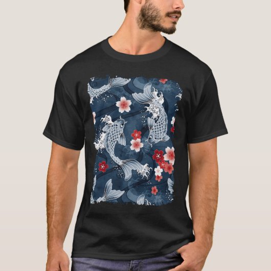 Koi-Sakura-Blüte in Blau T-Shirt (Vorderseite)