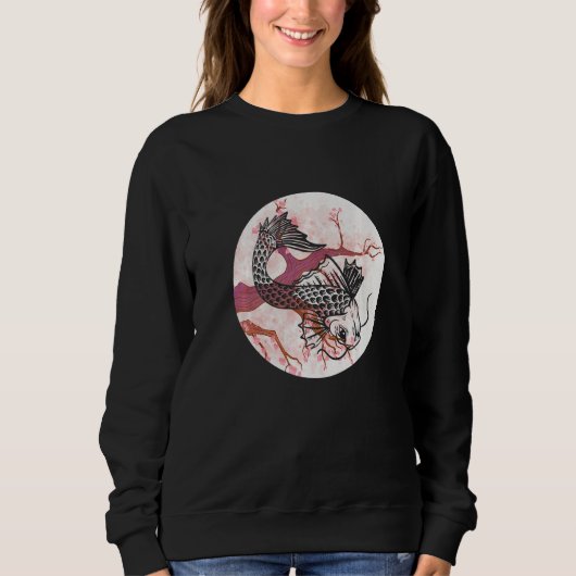 Koi Sakura Tree Wohlstand Cherry Blossom Japanisch Sweatshirt (Vorderseite)