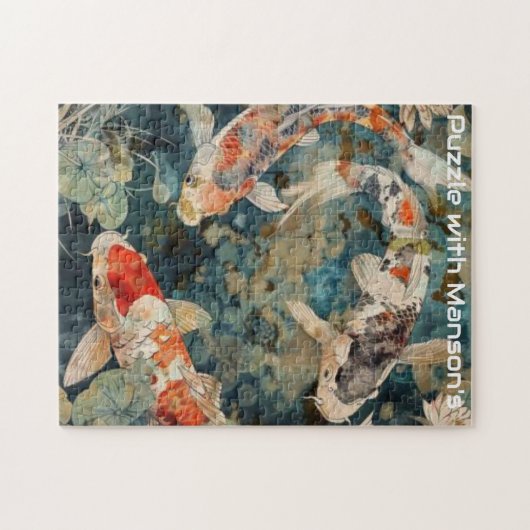 Koi Serenity Tranquil Koi Fischteich personalisier Puzzle (Horizontal)