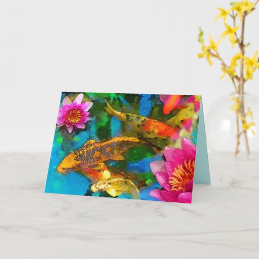 Koi-Spiel, Koi-Grußkarten Karte (Gelbe Blume)