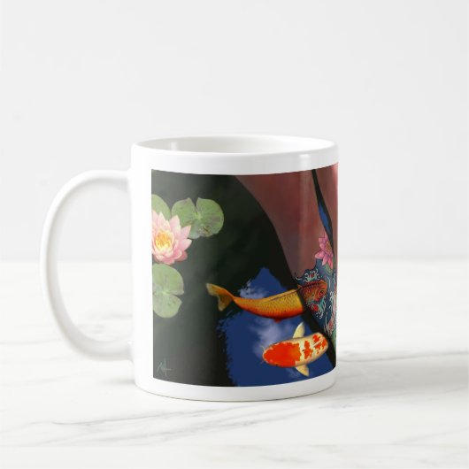Koi Tätowierungs-Lilien-Teich-Tasse links Kaffeetasse (Links)