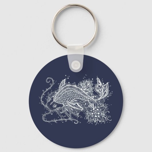 Koi Tattoo Button Schlüsselanhänger (Vorderseite)