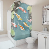 Koi-Teich-Aquarell | Schöne Fischmalerei Duschvorhang (Beispiel)