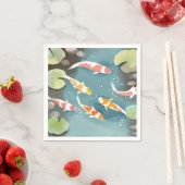 Koi-Teich-Aquarell | Schöne Fischmalerei Serviette (Beispiel)