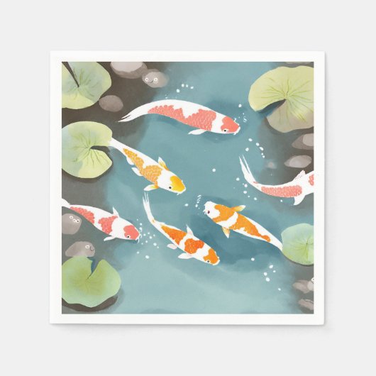 Koi-Teich-Aquarell | Schöne Fischmalerei Serviette (Vorderseite)