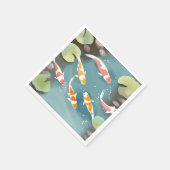 Koi-Teich-Aquarell | Schöne Fischmalerei Serviette (Ecke)
