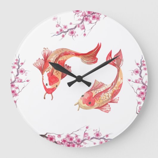 Koi Teich Große Wanduhr (Vorderseite)