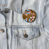 Koi Teich - Holz - Japaner entwerfen Knopf Button (Beispiel)