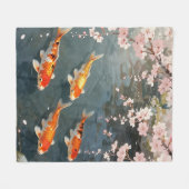 Koi-Teich Kirschblüten Serenität Fleecedecke (Vorderseite (Horizontal))