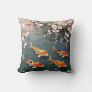 Koi-Teich Kirschblüten Serenität Kissen