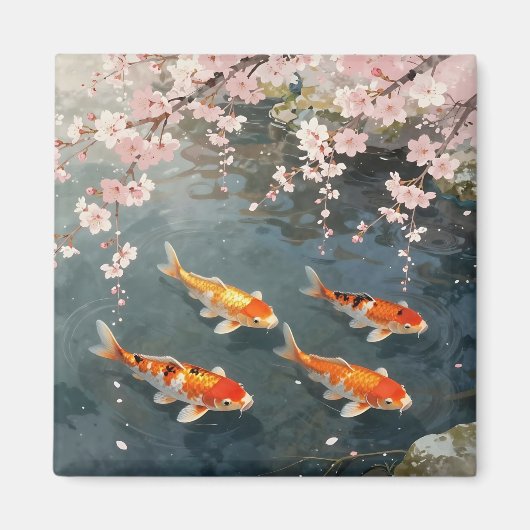 Koi-Teich Kirschblüten Serenität Magnet (Vorne)