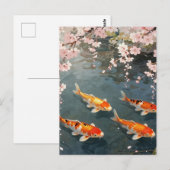 Koi-Teich Kirschblüten Serenität Postkarte (Vorne/Hinten)