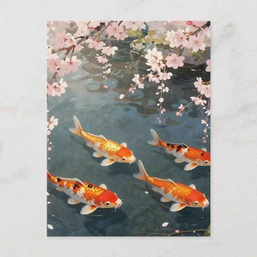 Koi-Teich Kirschblüten Serenität Postkarte (Vorderseite)