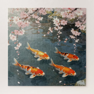 Koi-Teich Kirschblüten Serenität Puzzle