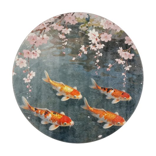Koi-Teich Kirschblüten Serenität Schneidebrett (Vorderseite)
