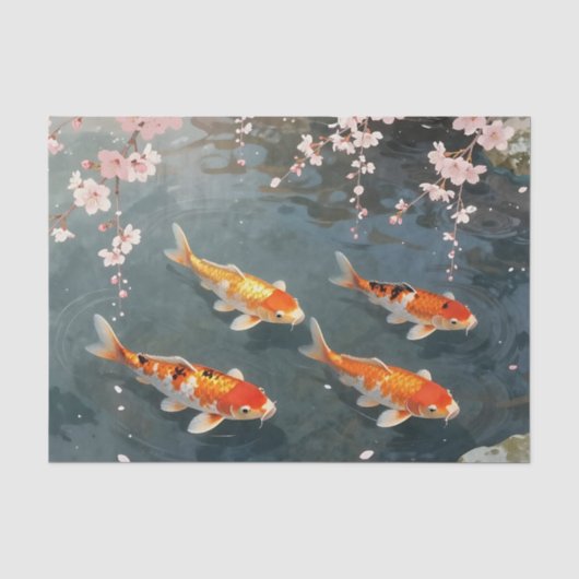 Koi-Teich Kirschblüten Serenität Seidenpapier (Vorderseite)