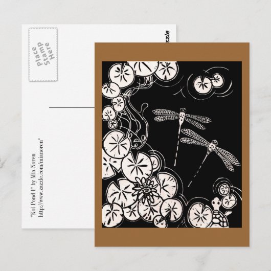 Koi-Teich Postkarte (Vorne/Hinten)