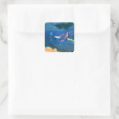 Koi-Teich Quadratischer Aufkleber (Tasche)
