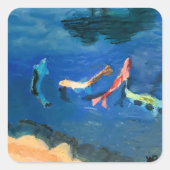 Koi-Teich Quadratischer Aufkleber (Vorderseite)