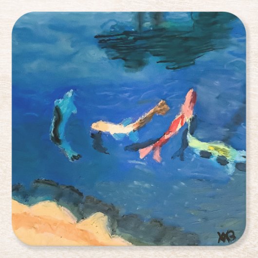Koi-Teich Rechteckiger Pappuntersetzer (Vorderseite)