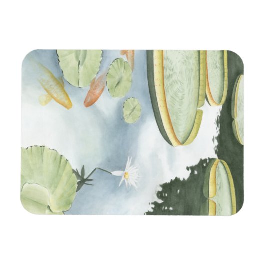 Koi-Teich-Reflektion mit Fisch und Lilien Magnet (Horizontal)