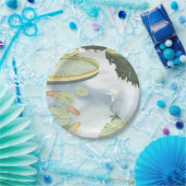 Koi-Teich-Reflektion mit Fisch und Lilien Pappteller (Party)