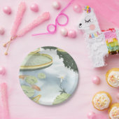 Koi-Teich-Reflektion mit Fisch und Lilien Pappteller (Party)