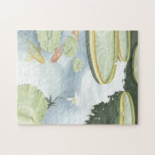 Koi-Teich-Reflektion mit Fisch und Lilien Puzzle (Horizontal)