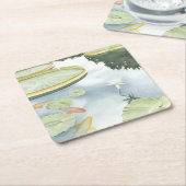 Koi-Teich-Reflektion mit Fisch und Lilien Rechteckiger Pappuntersetzer (angewinkelt)