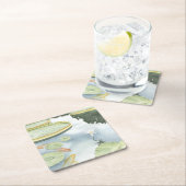 Koi-Teich-Reflektion mit Fisch und Lilien Rechteckiger Pappuntersetzer (Vor Ort)